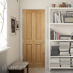 Deanta Internal Oak Bury 4 Panel Fire Rated Door FD30 Fully Finished