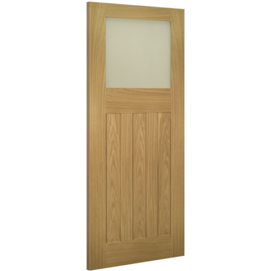 Deanta Internal Oak Cambridge Glazed Door With Frosted Glass