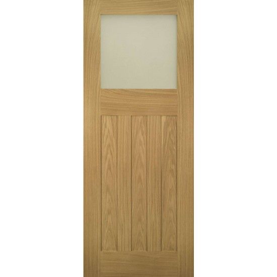 Deanta Internal Oak Cambridge Glazed Door With Frosted Glass