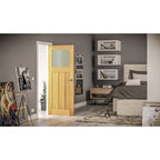 Deanta Internal Oak Cambridge Glazed Door With Frosted Glass