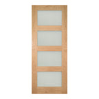 Deanta Internal Oak Coventry Shaker 4L Frosted Glazed Door Fully Finished