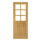 Deanta Internal Oak Ely Clear Bevelled Glazed 6L Door Unfinished