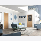 Internal Oak Mexicano Glazed Fire Door Clear Glass With Frosted Lines