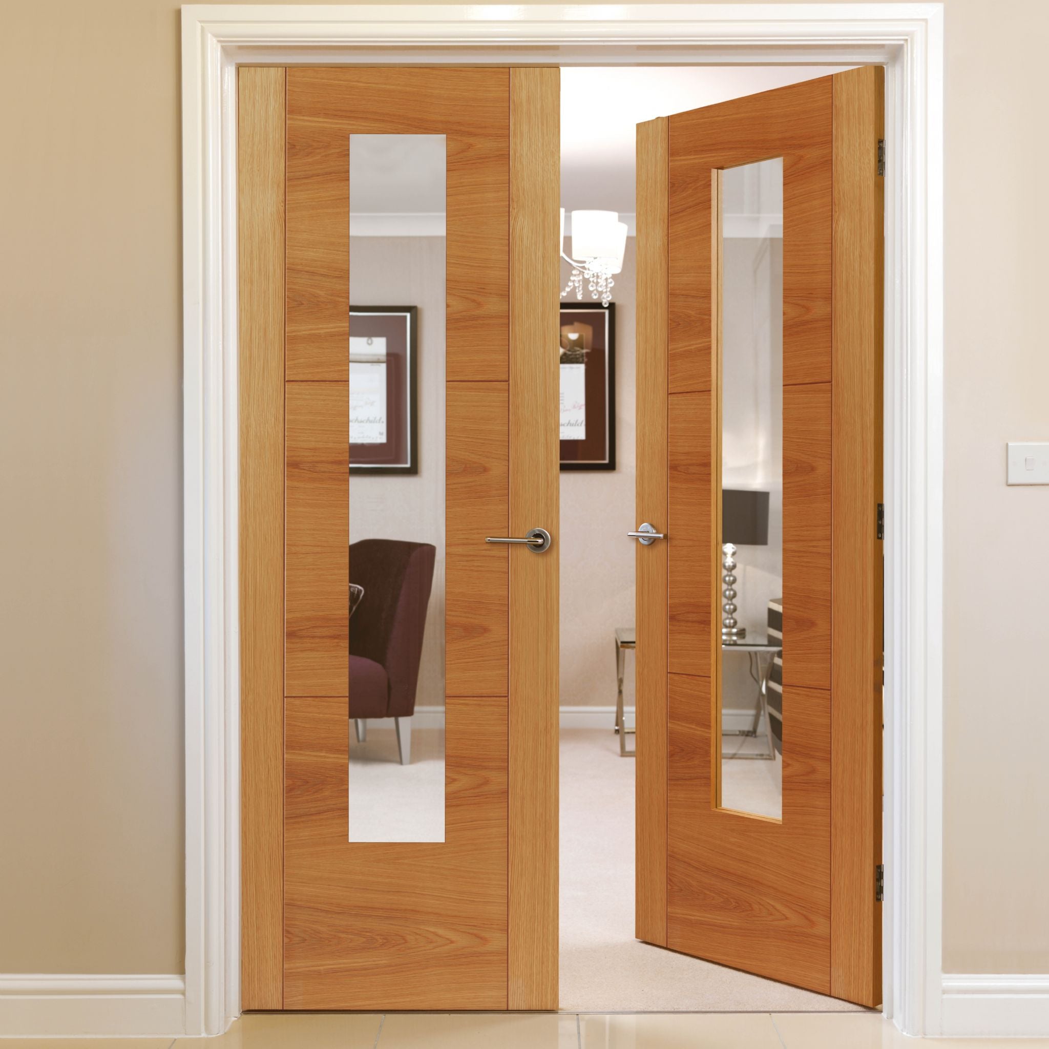 Liberty Internal Oak Mistral Glazed Door Prefinished 1 Light Clear Glass