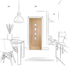 Internal Oak Suffolk Original Unfinished 4Light Door With Obscure Glass