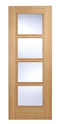 Internal Oak Vancouver Glazed Door With 4L Clear Glass Pre-Finished
