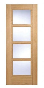Internal Oak Vancouver Glazed Door With 4L Clear Glass Pre-Finished