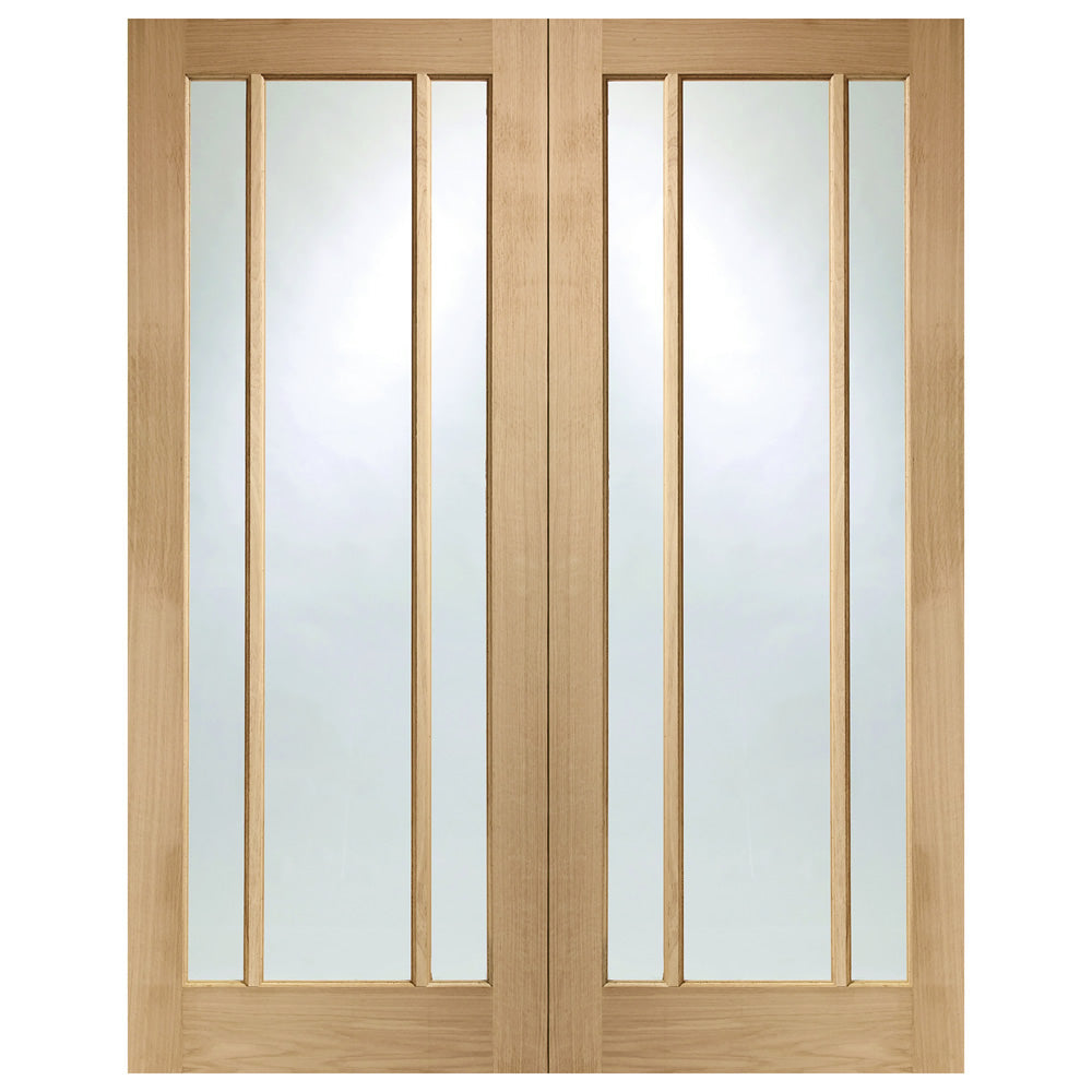 Internal Oak Worcester Pair Of Doors With Clear Glass