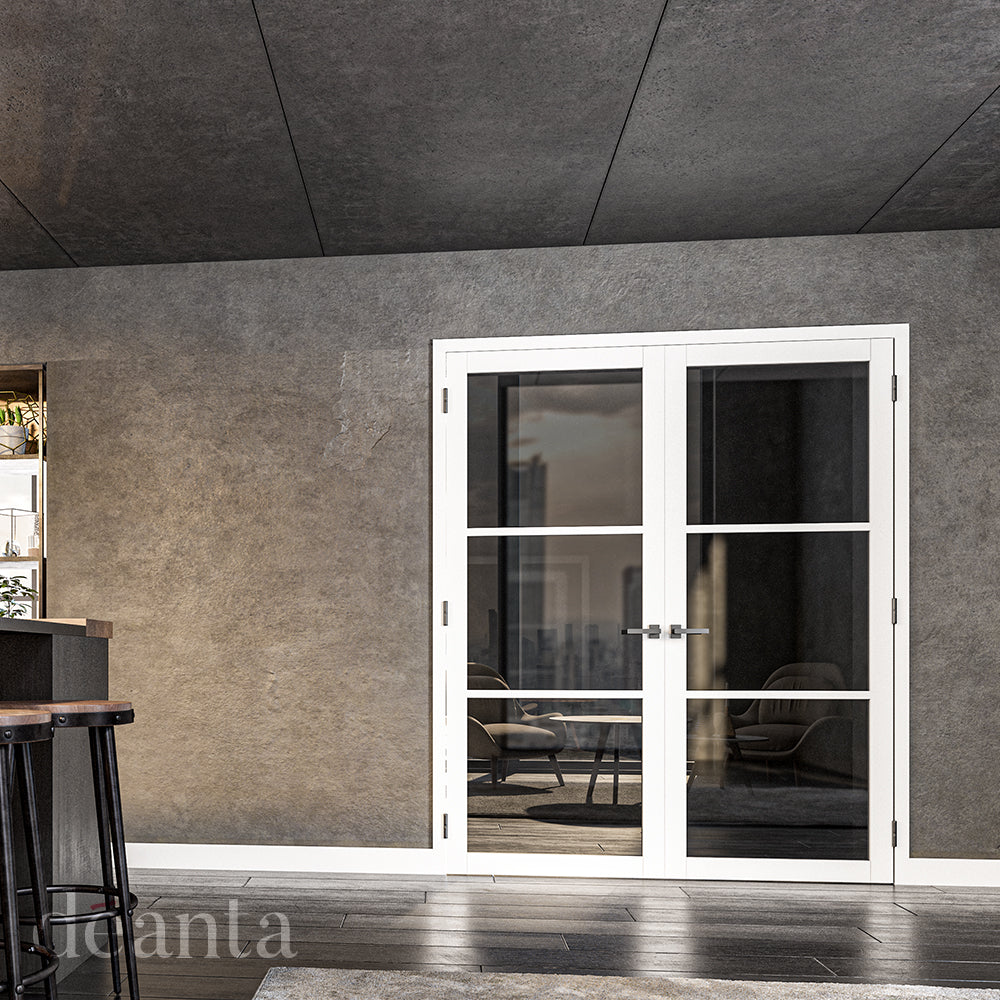 Deanta Internal White Primed Camden Tinted Glazed Door Urban Industrial