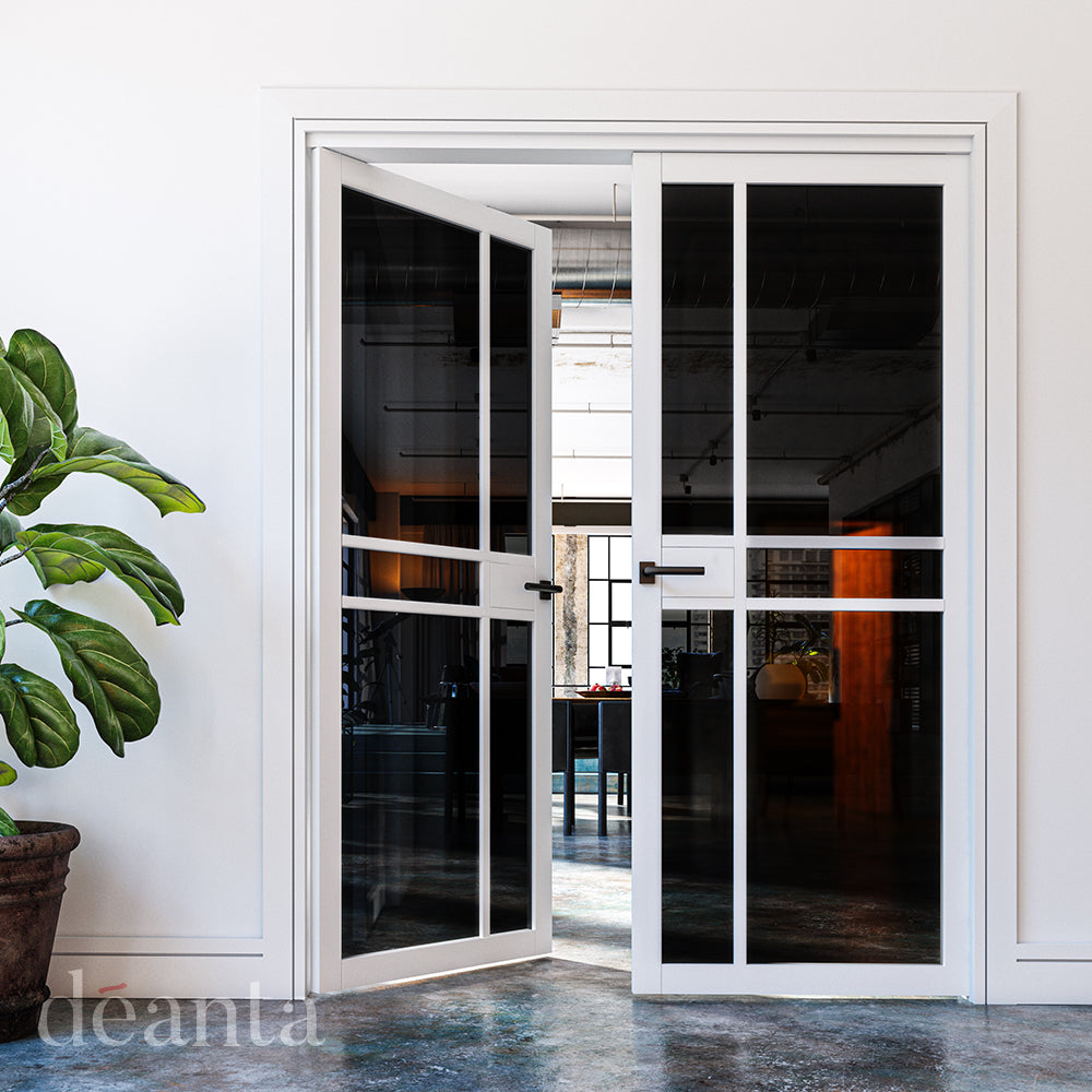Deanta Internal White Primed Dalston Tinted Glazed Door Urban Industrial