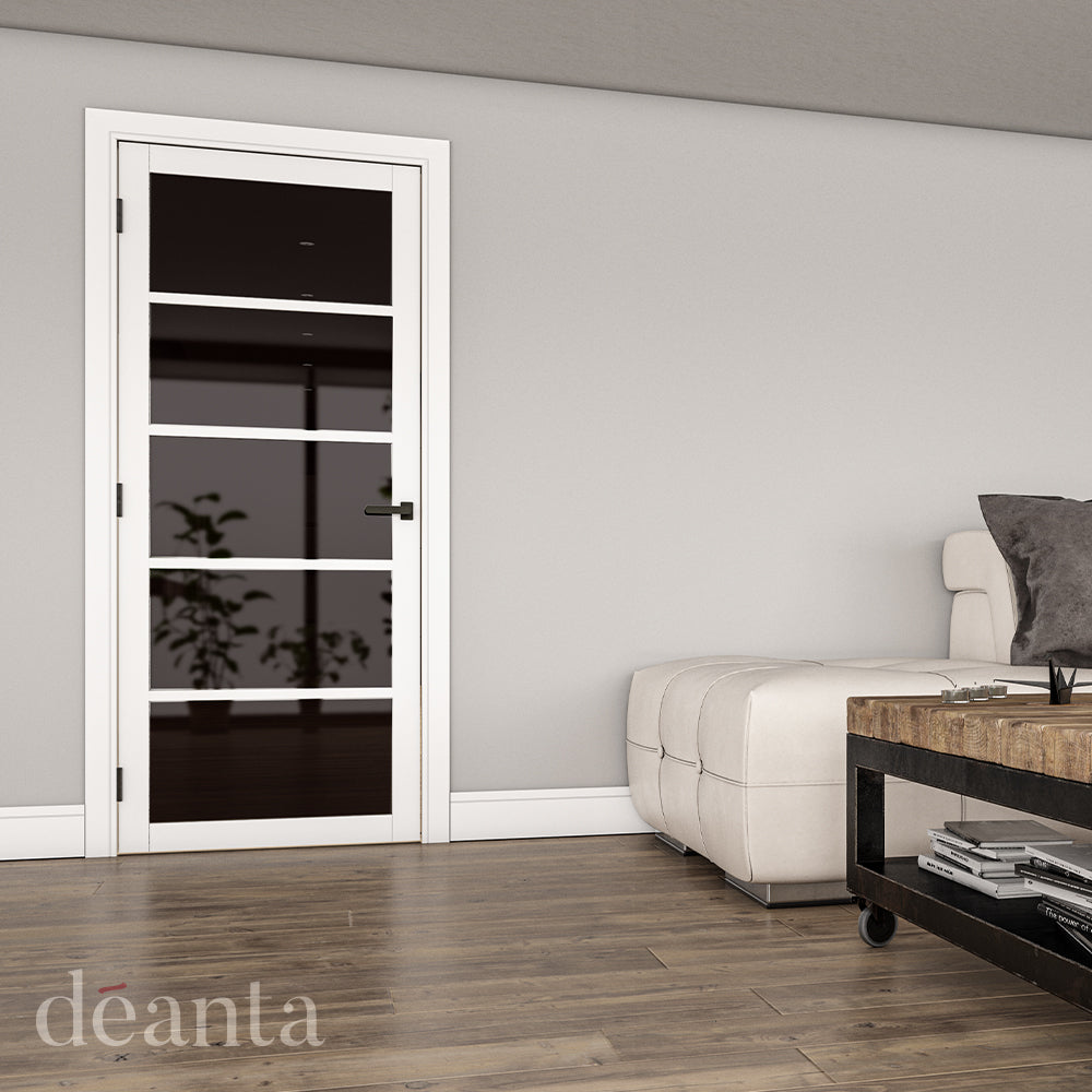 Deanta Internal White Primed Shoreditch Tinted Glazed Door Urban Industrial