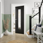 Liberty Aria Fluted Black Laminate 1 Light Clear Glass Internal Door
