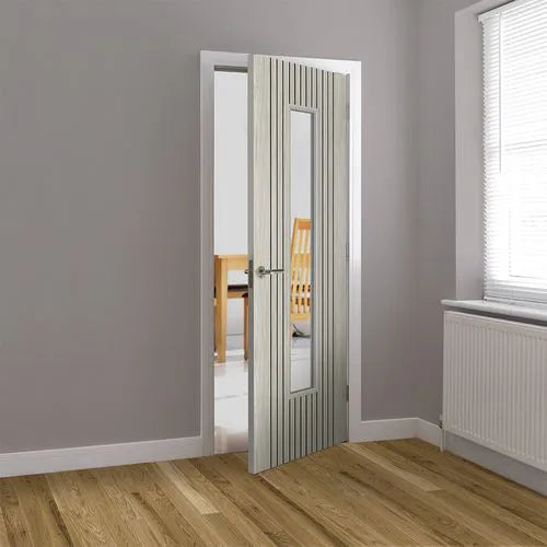 Liberty Aria Fluted Grey Laminate 1 Light Clear Glass Internal Door