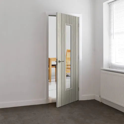 Liberty Aria Fluted Grey Laminate 1 Light Clear Glass Internal Door