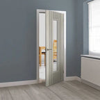 Liberty Aria Fluted Grey Laminate 1 Light Clear Glass Internal Door