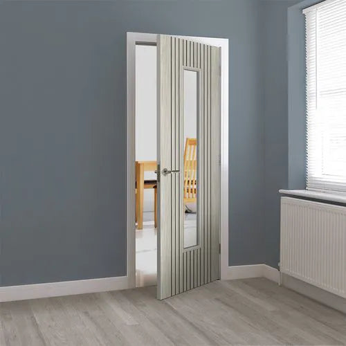 Liberty Aria Fluted Grey Laminate 1 Light Clear Glass Internal Door