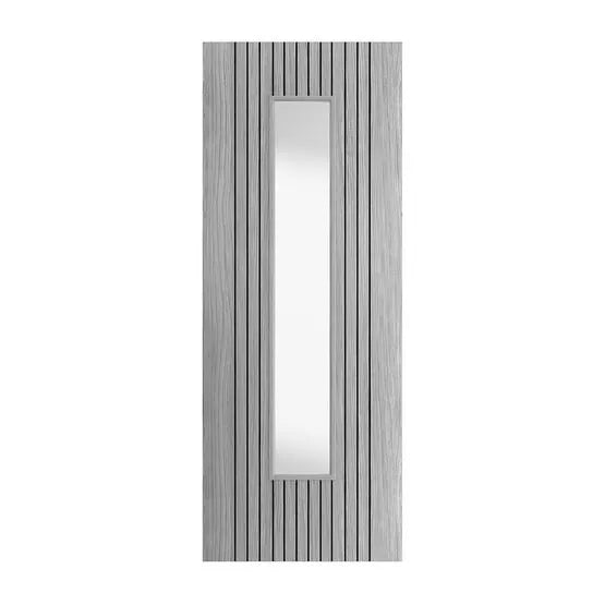 Liberty Aria Fluted Grey Laminate 1 Light Clear Glass Internal Door