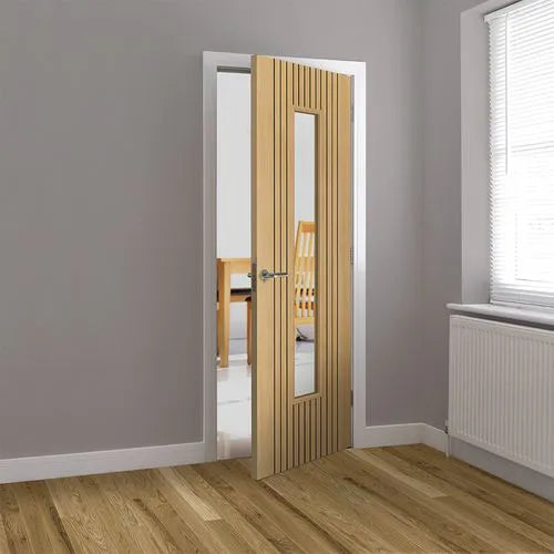 Liberty Aria Fluted Oak Laminate 1 Light Clear Glass Internal Door