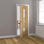 Liberty Aria Fluted Oak Laminate 1 Light Clear Glass Internal Door