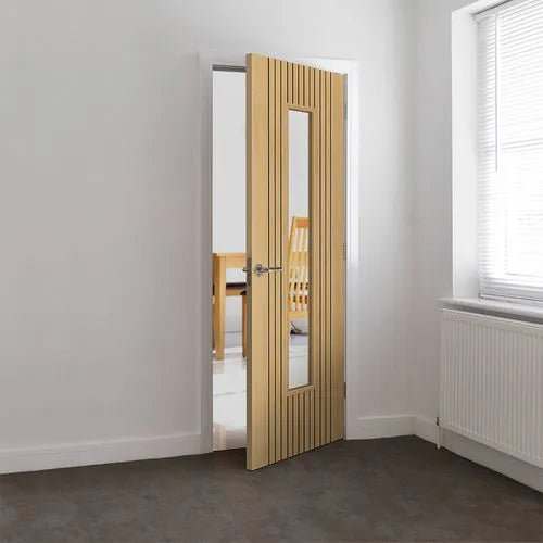 Liberty Aria Fluted Oak Laminate 1 Light Clear Glass Internal Door