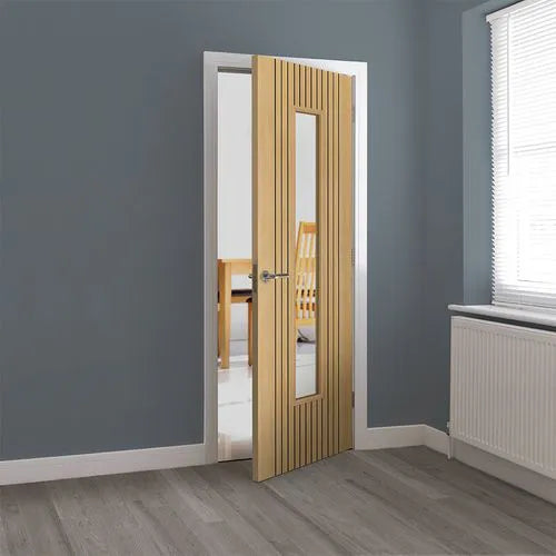 Liberty Aria Fluted Oak Laminate 1 Light Clear Glass Internal Door