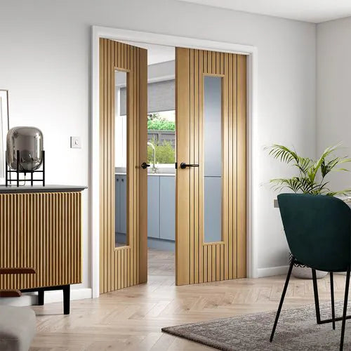 Liberty Aria Fluted Oak Laminate 1 Light Clear Glass Internal Door