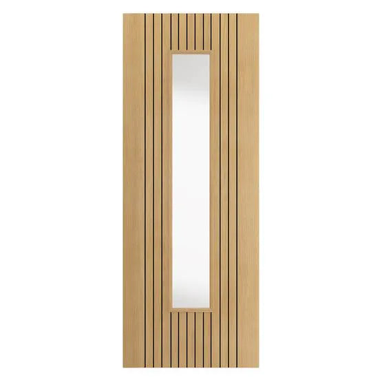 Liberty Aria Fluted Oak Laminate 1 Light Clear Glass Internal Door