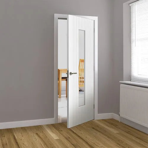 Liberty Aria Fluted White Primed 1 Light Clear Glass Internal Door