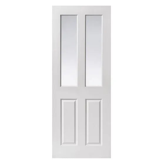 Liberty Canterbury Grained White Primed 2 Light Clear Glass Internal Door
