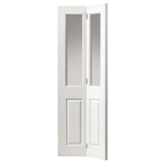 Liberty Canterbury White Primed Bi-fold 2 Light Clear Glass Internal Door - 1981mm x 762mm (78 inch x 30 inch)