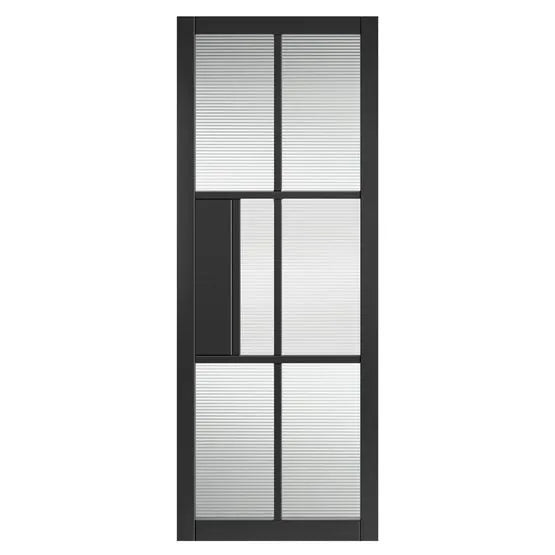 Liberty Civic Black Fully Finished 6 Light Reeded Glass Internal Door