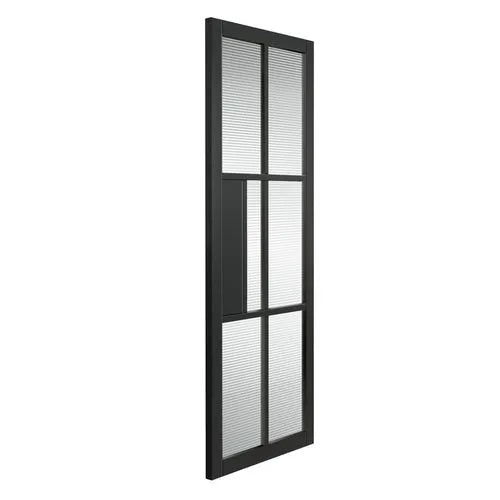 Liberty Civic Black Fully Finished 6 Light Reeded Glass Internal Door
