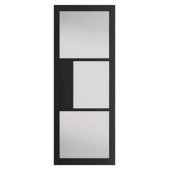 Liberty Cosmo Black Fully Finished 3 Light Clear Glass Internal Door