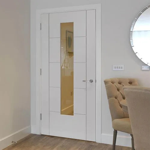 Liberty Emral Fully Finished White 1 Light Glass Internal Door