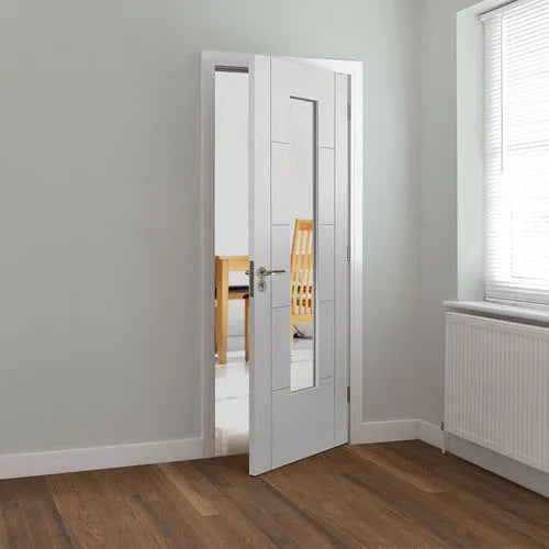 Liberty Emral Fully Finished White 1 Light Glass Internal Door