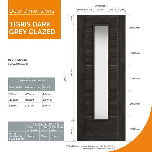 Liberty Tigris Cinza Contemporary Fully Finished Dark Grey Clear Glazed Internal Door