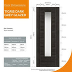 Liberty Tigris Cinza Contemporary Fully Finished Dark Grey Clear Glazed Internal Door