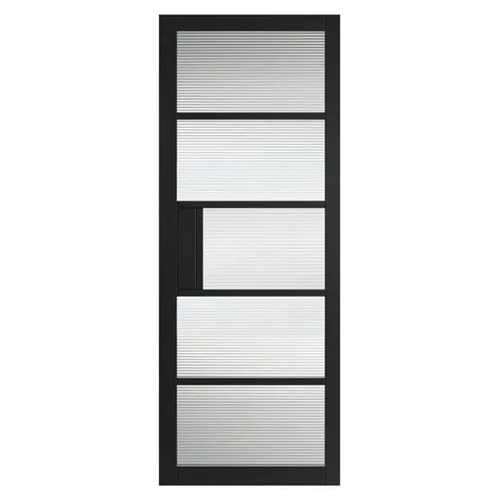 Liberty Metro Black Fully Finished 5 Light Reeded Glass Internal Door