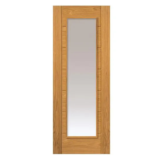 Liberty Palomino Contemporary Fully Finished Oak Clear Glass Internal Door
