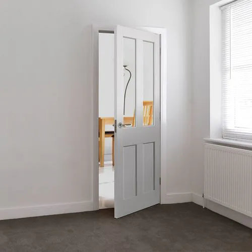 Liberty Rushmore Shaker White Primed Clear Glass Internal Door - 1981mm x 762mm (78x30 inch)