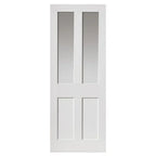 Liberty Rushmore Shaker White Primed Clear Glass Internal Door - 1981mm x 762mm (78x30 inch)