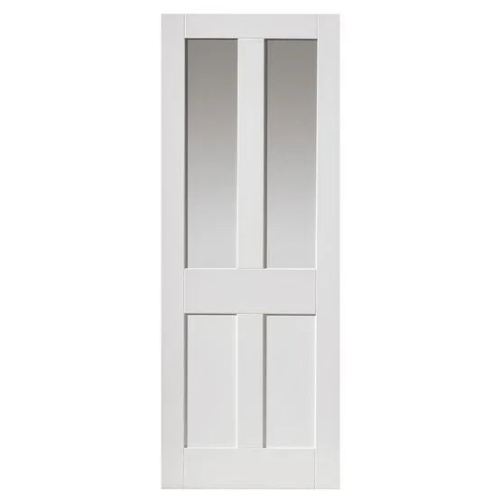 Liberty Rushmore Shaker White Primed Clear Glass Internal Door - 1981mm x 762mm (78x30 inch)