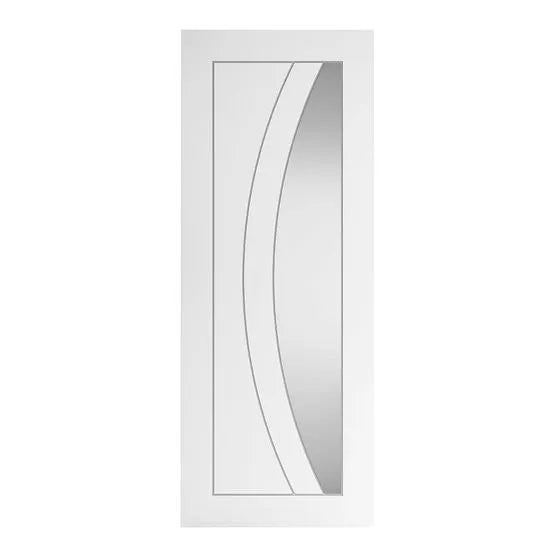 Liberty Sicily Contemporary White Primed Clear Glass Internal Door
