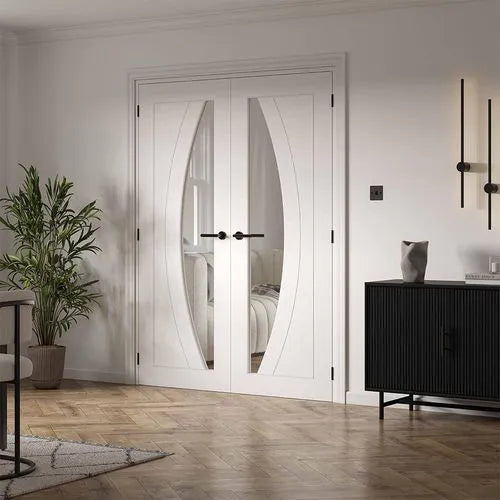 Liberty Sicily Contemporary White Primed Clear Glass Internal Door