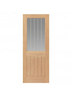 Liberty Internal Oak Thames Glazed Door Clear Glass With Etched Lines