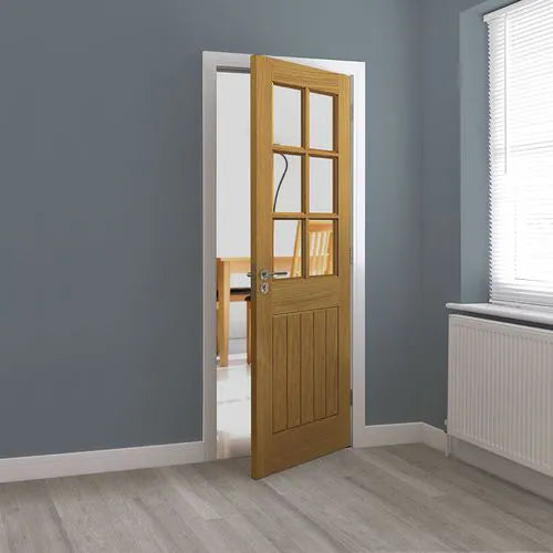 Liberty Thames Unfinished Oak 6 Light Clear Glass Internal Door