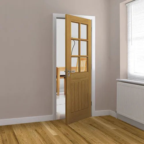 Liberty Thames Unfinished Oak 6 Light Clear Glass Internal Door