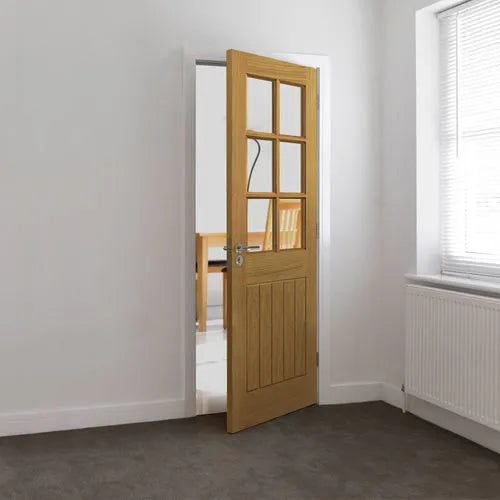 Liberty Thames Unfinished Oak 6 Light Clear Glass Internal Door