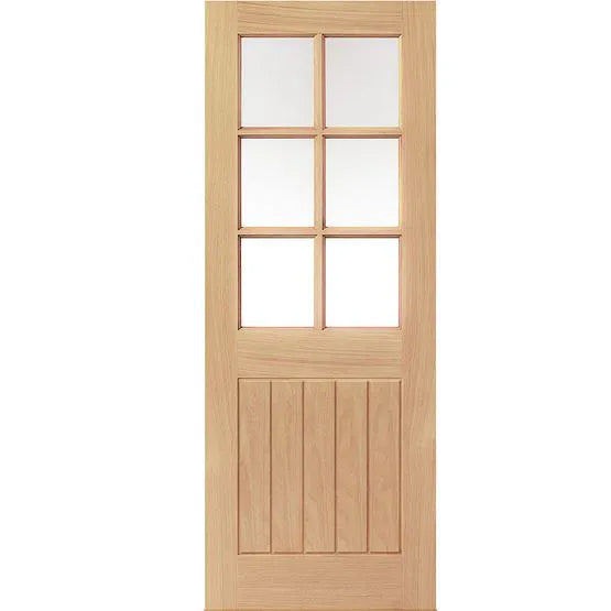 Liberty Thames Unfinished Oak 6 Light Clear Glass Internal Door