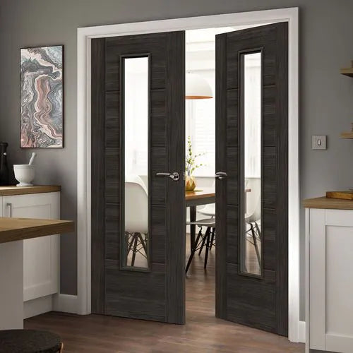 Liberty Tigris Cinza Contemporary Fully Finished Dark Grey Clear Glazed Internal Door